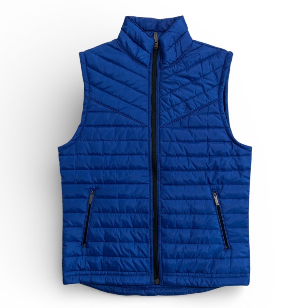 Penguin Puffer Vest Blue Mens Small Quilted